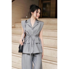 SET303-Set áo tay hến đệm phai phối quần suông rộng