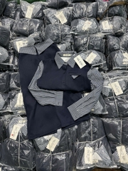 Set798-Set công sở xanh than phối kẻ vải umi