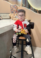 BN132-(9-26kg) Bộ nỉ dài tay bé trai mickey đỏ VNXK