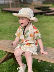 BT297- Bộ sơ mi Cam đũi tằm mix quần kaki trắng 2 cúc