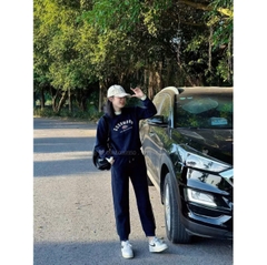 BNSET356-Bộ nỉ GOOD MOD thêu viền phối viền be thu đông