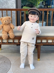 BT667- Combo 2 bộ nỉ dài tay thu đông xám be basix bé trai