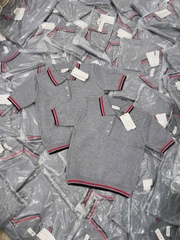 A52-Áo len dệt kim Quảng Châu cộc tay xám cổ bẻ