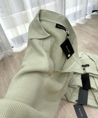 A288- áo len cổ bẻ màu xanh mint chất len nhà máy dệt dày dặn