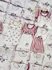 CB313- Combo 3 bộ cover Honey  cotton viền đỏ balo quần cộc