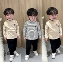 CB404- Combo 3 áo thun díp cổ cao bé trai thêu ngựa