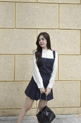 SET349- SET ÁO PHỐI LI CỔ REN MIX CHÂN VÁY XẾP Li 2 LỚP☘️