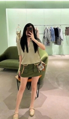 A288- áo len cổ bẻ màu xanh mint chất len nhà máy dệt dày dặn