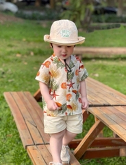 BT297- Bộ sơ mi Cam đũi tằm mix quần kaki trắng 2 cúc