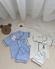 CB245-Combo 2 bộ PIJAMA kẻ karo chạy viền trẻ em chất đũi tằm