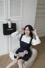 SET349- SET ÁO PHỐI LI CỔ REN MIX CHÂN VÁY XẾP Li 2 LỚP☘️