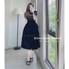 SET áo len mongtoghi kẻ ngang kèm chân váy đen (có tách lẻ)