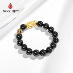 Vòng tay đá obsidian phối charm tỳ hưu tài lộc