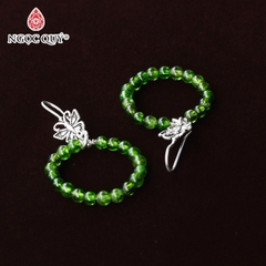 Bông tai bạc đá Diopside