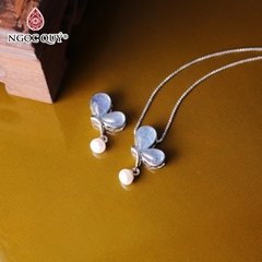 Mặt dây chuyền bạc đính đá Aquamarine hình cánh bướm