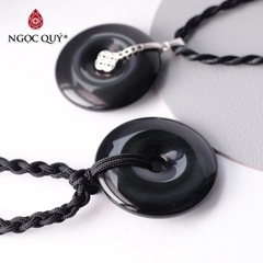 Mặt dây chuyền đồng điếu đá obsidian