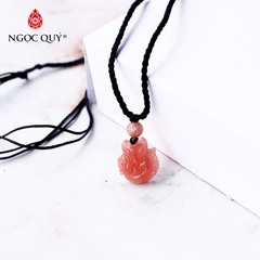 Mặt dây chuyền hồ ly 9 đuôi đá đào hoa Rhodochrosite