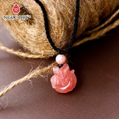 Mặt dây chuyền hồ ly 9 đuôi đá đào hoa Rhodochrosite