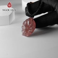 Mặt dây chuyền hồ ly đá thạch anh dâu 21x31mm