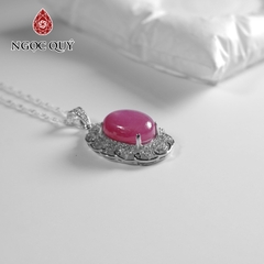 Dây chuyền bạc mặt đá ruby thiên nhiên 22x28mm