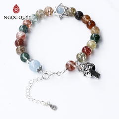 Vòng tay đá ưu linh đa sắc phối charm