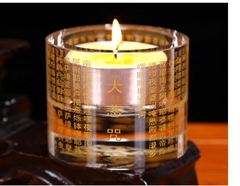 Chân đèn bơ Pha Lê khắc Chú Đại Bi