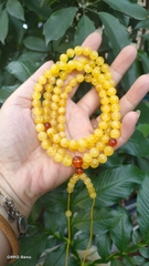 Chuỗi hổ phách mina màu vàng kem