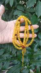 Chuỗi hổ phách mina màu vàng kem