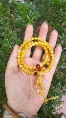 Chuỗi hổ phách mina màu vàng kem