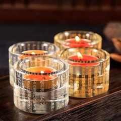 Chân đèn bơ Pha Lê khắc Chú Đại Bi