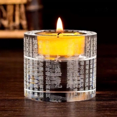 Chân đèn bơ Pha Lê khắc Chú Đại Bi