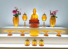 Lư Hương Bảo Liên Đăng bằng đá lưu ly