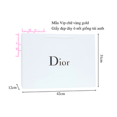 Túi Giấy Dior Trắng Chữ Vàng Ô Nổi Size Lớn 42cm