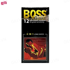Bao cao su Boss 4in1 Long Shock hộp 12 kéo dài thời gian chính hãng