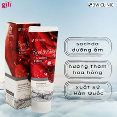 Sữa rửa mặt 3W Clinic Rose Water Cleansing Foam 100ml chính hãng