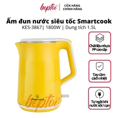 Bình đun siêu tốc, ấm siêu tốc đun nước siêu nhanh Inox 304 2 lớp chống phỏng Smartcook 1,5Lít KES-3867