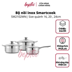 Bộ nồi bếp từ inox Smartcook SM2102MN size quánh 16, 20 , 24cm