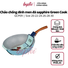 Chảo chống dính đáy từ, chảo đúc men đá xanh sapphire Green Cook GCP09-IH công nghệ Hàn Quốc