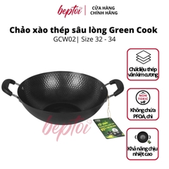 Chảo chống dính chảo sâu lòng vân kim cương Green Cook GCW02 chống dính tự nhiên dùng được trên tất cả các loại bếp
