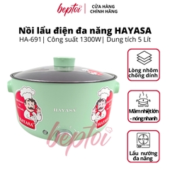 Nồi lẩu điện đa năng HAYASA, bếp lẩu điện mini dung tích 5 Lít công suất 1300W HA-691