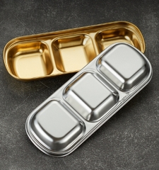 Khay Đựng Gia Vị Nước Chấm Inox 3 Ngăn Siêu Kháng Khuẩn A3532