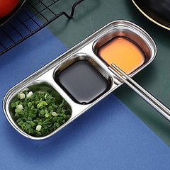 Khay Đựng Gia Vị Nước Chấm Inox 3 Ngăn Siêu Kháng Khuẩn A3532