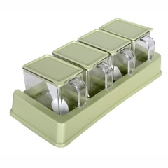 Bộ 4 Lọ Gia Vị Có Thìa Muỗng Nhựa Việt Nhật Hũ Đựng Gia Vị Có Nắp Đậy A5441