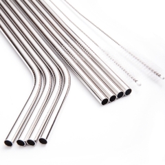 Bộ 2 Ống Hút Inox Kèm Cọ Rửa Vệ Sinh, Vỉ 2 Ống Hút Kim Loại Cao Cấp A2043