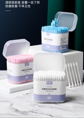 Hộp 200 Tăm Bông Ngoáy Tai Bông Tăm Dùng Một Lần Xoắn Ốc 2 Đầu Tiện Lợi A3544