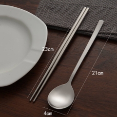 Hộp 12 thìa đũa chất liệu inox 304 không gỉ cao cấp, bộ 12 muỗng đũa Hàn Quốc inox A2461