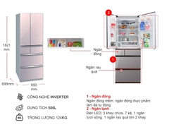 Tủ lạnh 6 cánh Mitsubishi inverter 506 lít MR-WX52D (BR-V, F-V) chính hãng