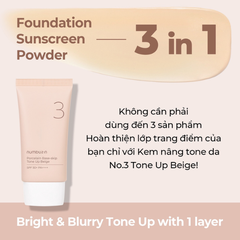 Kem Chống Nắng Nâng Tone Da Numbuzin Porcelain Base Skip Tone Up Beige No.3 50ml