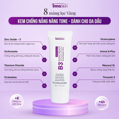 Kem Chống Nắng Phổ Rộng nâng tone Innoskin B3 tím Suncream SPF50+ PA++++ 50ml ( dành cho da dầu mụn )