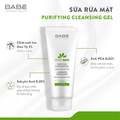 Sữa Rửa Mặt Babe Stop AKN Purifying Cleansing Gel Cho Da Dầu Mụn 200ml